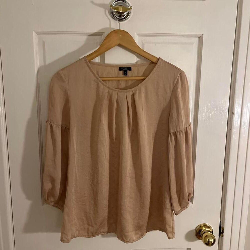 Talbots Women's Tan and Pink Blouse